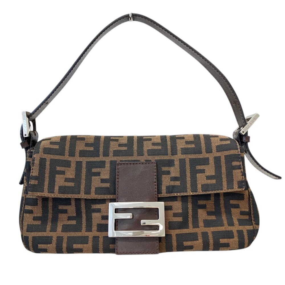 FENDI Zucca pattern Mamma Bucket handbag, brown, for women.